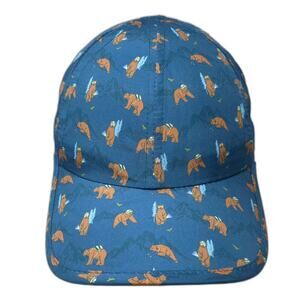 Sprints Blue Brown Baseball Cap OS Bear Print Adjustable Strapback Vented Hat